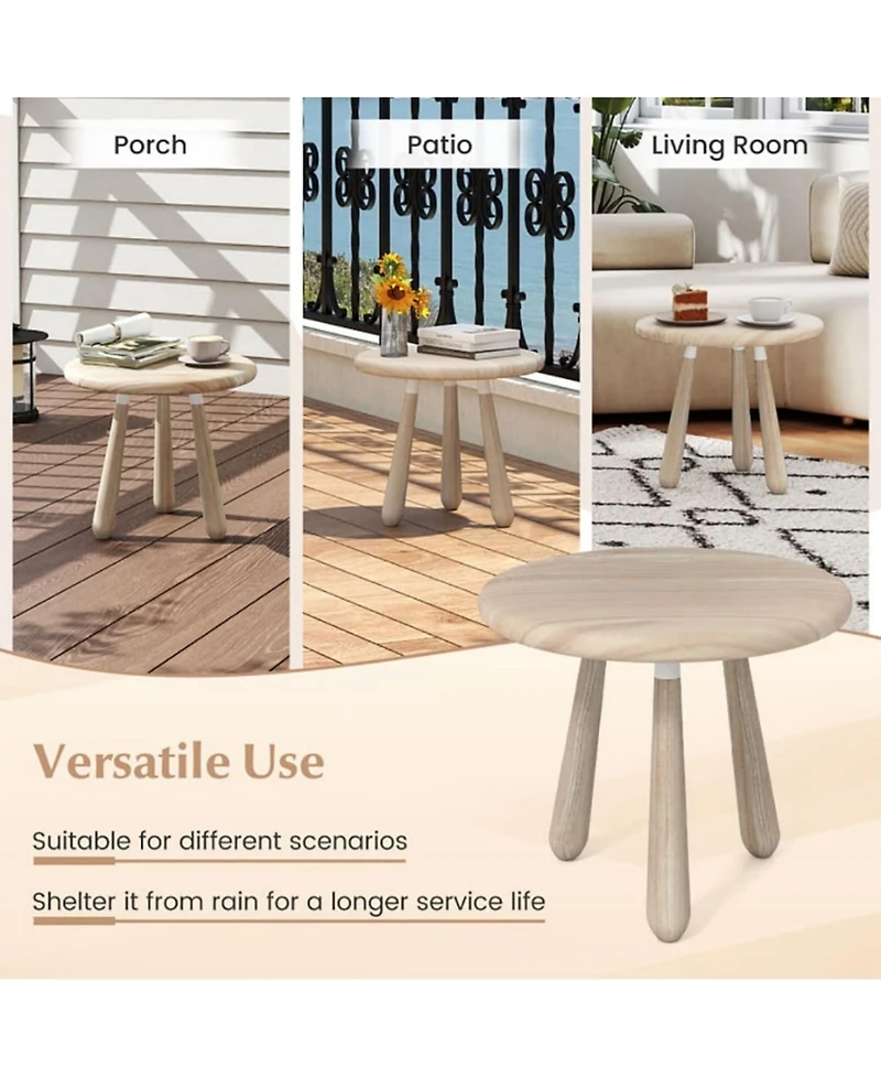 Yiortwo Outdoor Coffee Table with 18 Inch Round Mahogany Wood Top and Tripod Base
