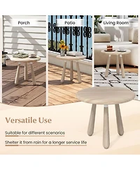 Yiortwo Outdoor Coffee Table with 18 Inch Round Mahogany Wood Top and Tripod Base