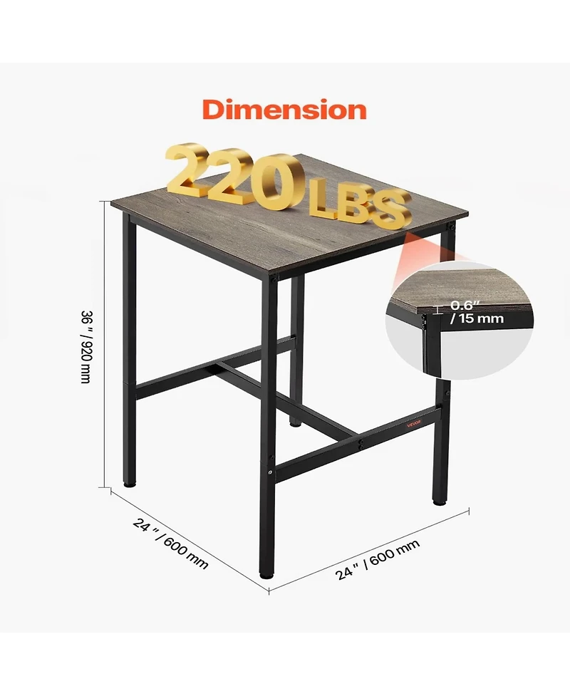 Yiortwo 24 Inch Bar Table Pub Table with Metal Frame for Dining Kitchen and Coffee Spaces