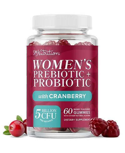 SMNutrition Probiotics for Women with Prebiotics and Cranberry Berry Gummies, 60 Count