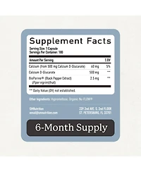 SMNutrition Calcium D-Glucarate 500mg Supplement for Hormone and Liver Support, 180 Capsules