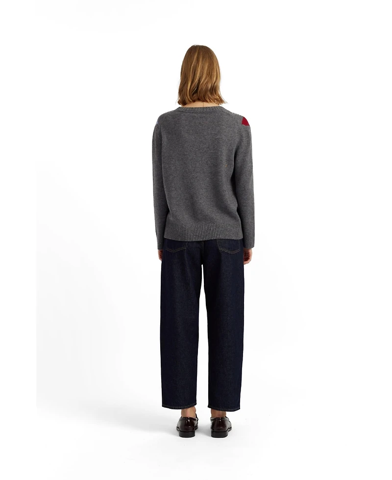 Chinti and Parker Women's Wool-Cashmere Snoopy Argyle Cardigan
