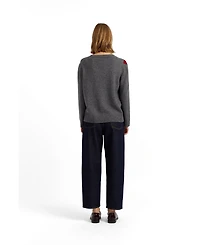 Chinti and Parker Women's Wool-Cashmere Snoopy Argyle Cardigan