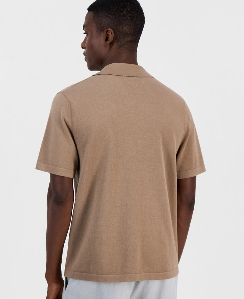 Alfani Men's Cotton-Blend Johnny-Collar Polo Sweater, Macy's Exclusive