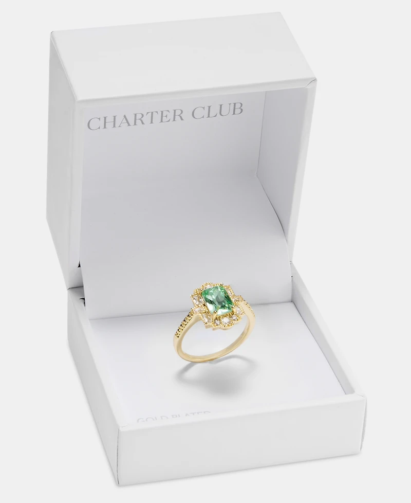 Charter Club Green Crystal Emerald-Cut Ring, Macy's Exclusive