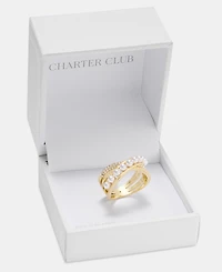Charter Club Glass Pearl and Crystal Pave Ring, Macy's Exclusive