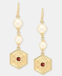 Charter Club Glass and Faux Pearl Linear Drop Earrings, Macy's Exclusive