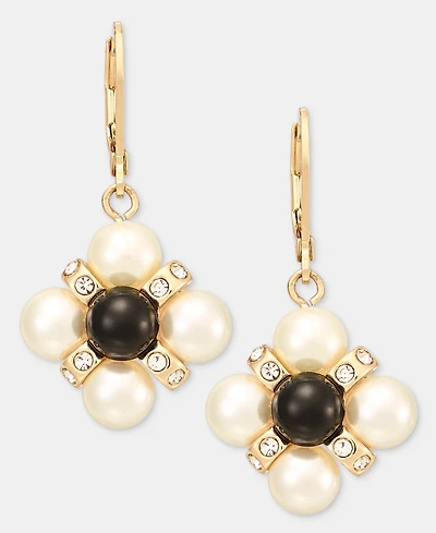 Charter Club Glass and Faux Pearl Leverback Drop Earrings, Macy's Exclusive