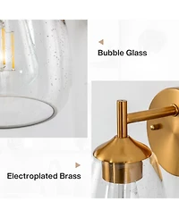 Tribesigns 1-Light Gold Bathroom Light Fixtures, Modern Wall Lights with Clear Glass Shades.Lamp for Mirror, Bedroom, Living Room,Cabinet (Set of 2)