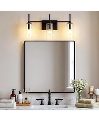 Tribesigns 3-Light Bathroom Vanity Light Fixture, Modern Wall Sconce with Clear Glass Shades.Industrial Vanity Lighting for Bathroom(E12 Base)