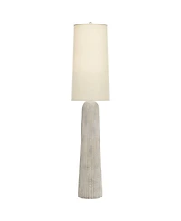 Regency Hill Leisa Mid Century Modern Southwest 64 1/2" Tall Standing Floor Lamp Foot Switch Natural Hammered Pattern