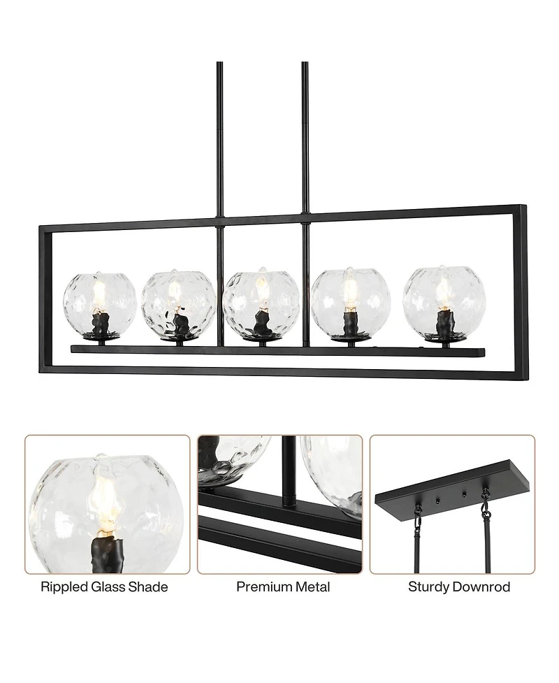Tribesigns 5-Light Linear Kitchen Island Chandelier, Adjustable Pendant Light