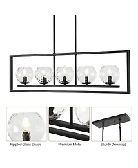 Tribesigns 5-Light Linear Kitchen Island Chandelier, Adjustable Pendant Light