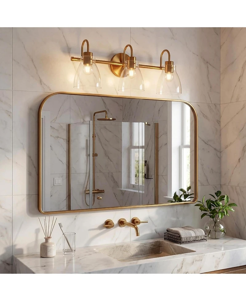 Tribesigns Bathroom Light Fixtures,3-Light Bathroom Vanity Lights Over Mirror with Clear Glass Shade, Vanity Light for Bedroom Living Room