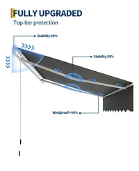 gaomon 13'x10 inches Retractable Waterproof Patio Awning, Sun Shade Awning with Manual Crank Handle