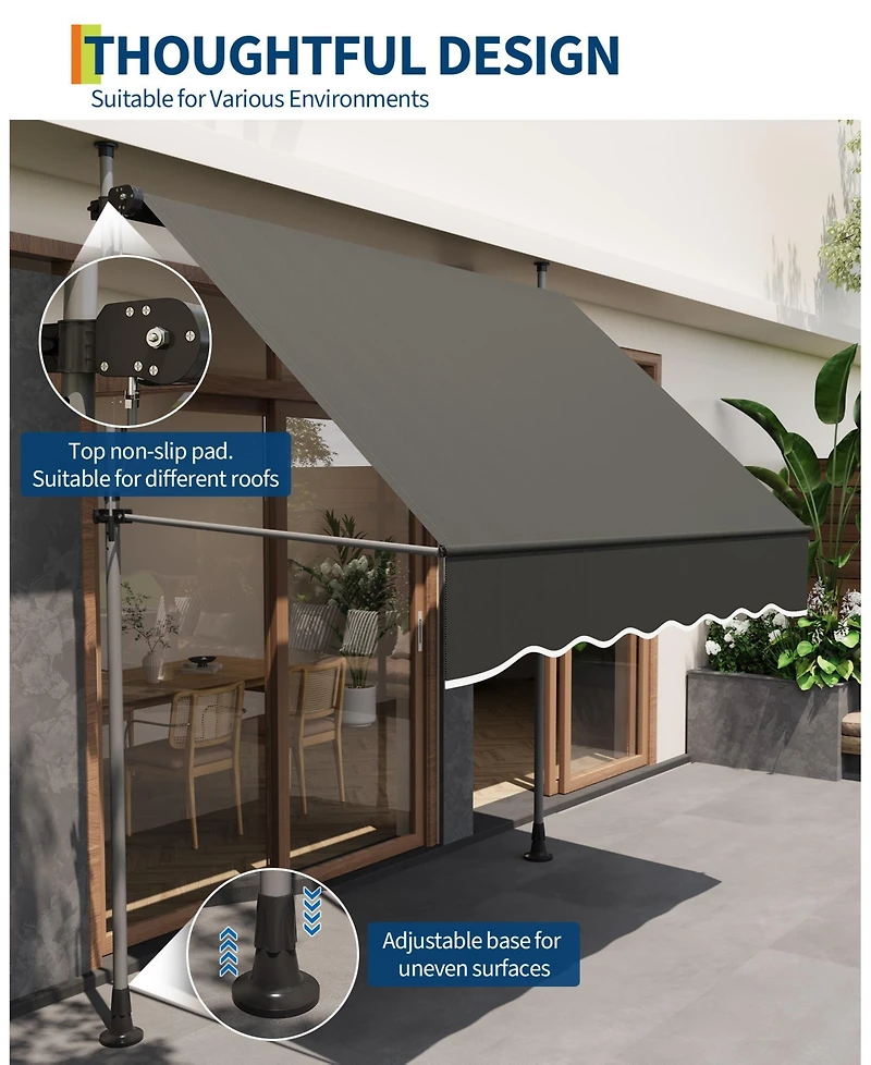 gaomon Outdoor Sunshade Shelter, Manual Patio Retractable Awning