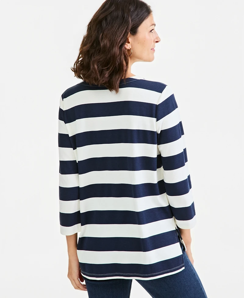 Style & Co Women's Printed 3/4-Sleeve Split-Neck Tunic, Macy's Exclusive