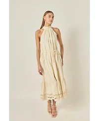 English Factory Women's Embroidered Halter Neck Midi Dress