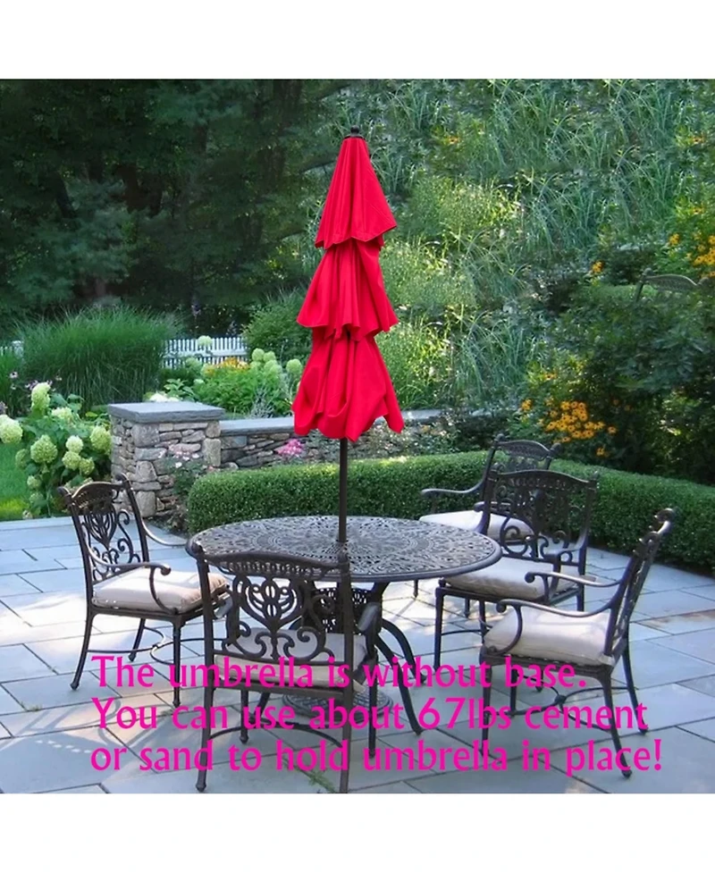 Yiortwo Tier Patio Umbrella with Crank Lift and Push Button Tilt for Outdoor Dining