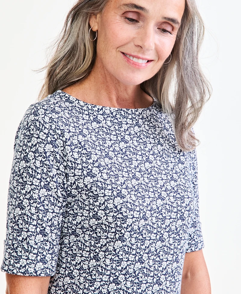 Style & Co Petite Elbow-Sleeve Boat Neck Top, Macy's Exclusive