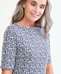 Style & Co Petite Elbow-Sleeve Boat Neck Top, Macy's Exclusive