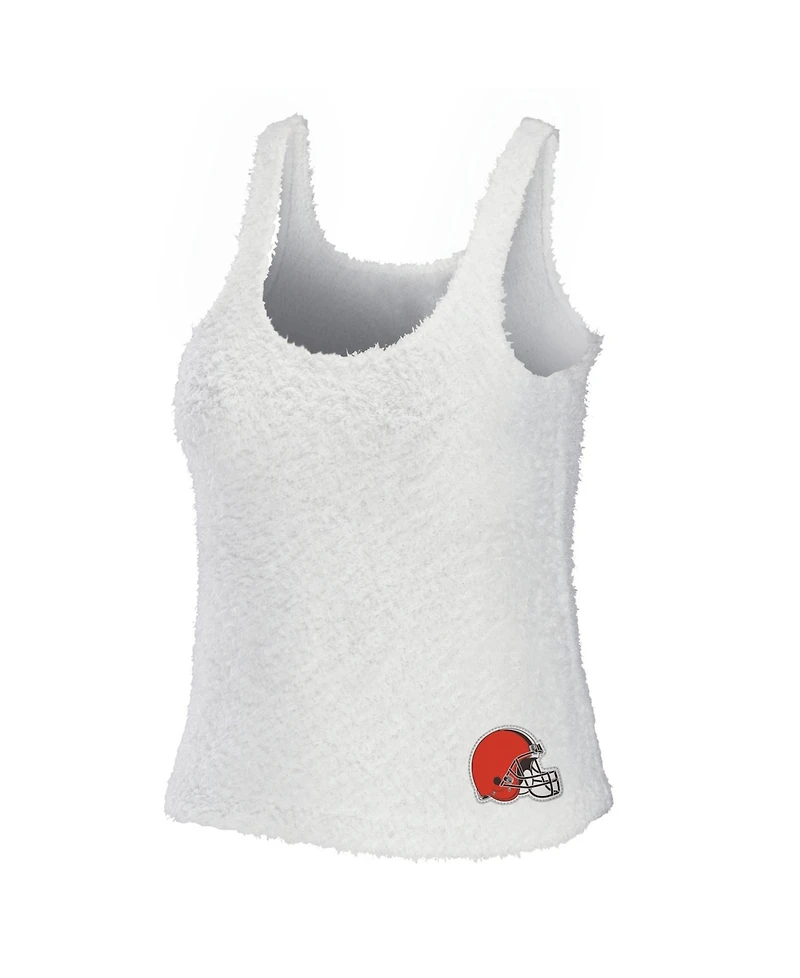 Wear by Erin Andrews Women's 2-Piece Cream Cleveland Browns Plus Cozy Scoop Neck Tank Top & Pants Set