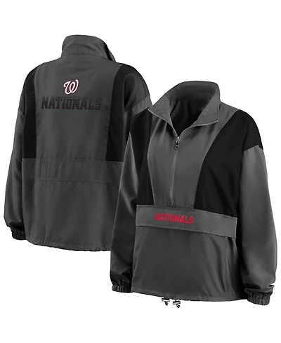 Wear by Erin Andrews Women's Charcoal Washington Nationals Packable Half-Zip Jacket