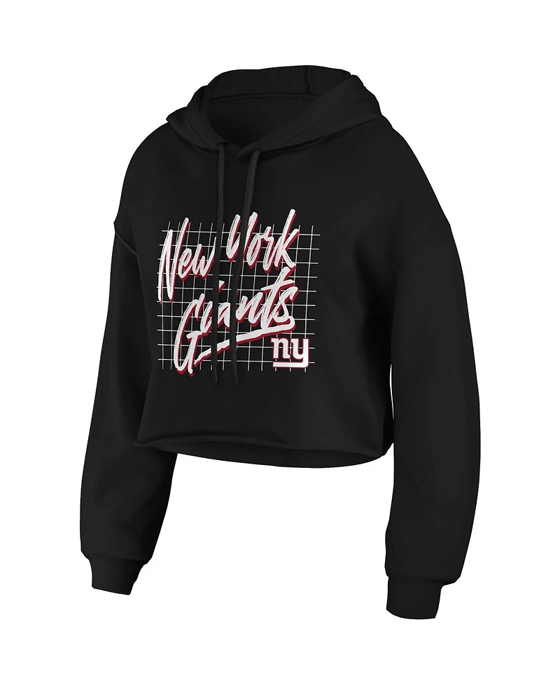 Wear by Erin Andrews Women's Black New York Giants Domestic Cropped Pullover Hoodie