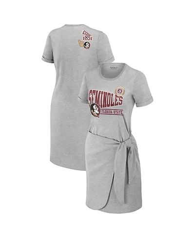 Wear by Erin Andrews Women's Heather Gray Florida State Seminoles Knotted T-Shirt Dress