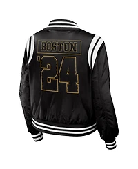 Wear by Erin Andrews Women's Black Boston Bruins Baller Full-Zip Bomber Jacket