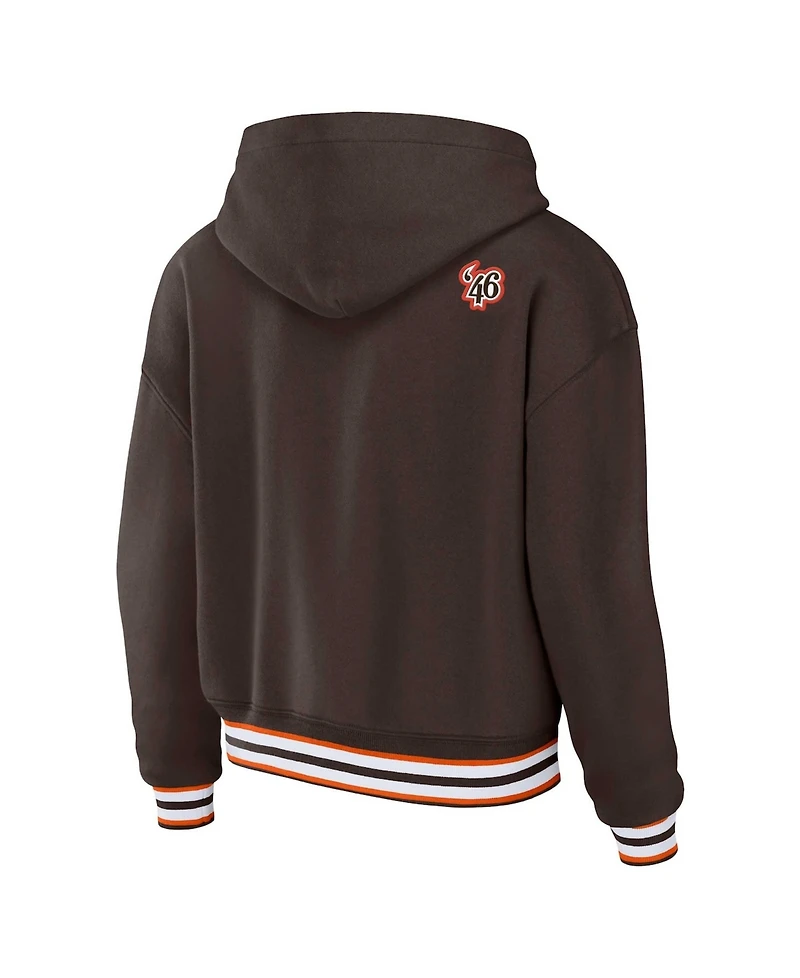 Wear by Erin Andrews Women's Brown Cleveland Browns Plus Lace-Up Pullover Hoodie
