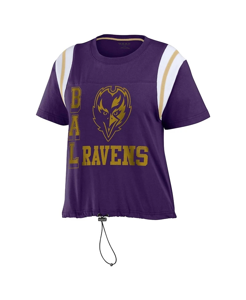 Wear by Erin Andrews Women's Purple Baltimore Ravens Cinched Color block T-Shirt