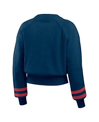 Wear by Erin Andrews Women's Navy Boston Red Sox Vintage Washed Cropped Pullover Sweatshirt