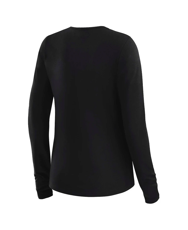 Wear by Erin Andrews Women's x Gracie Hunt Black Las Vegas Raiders Mesh Panel Long Sleeve T-Shirt