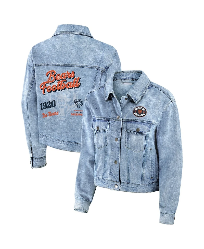 Wear by Erin Andrews Women's Chicago Bears Full-Snap Denim Jacket