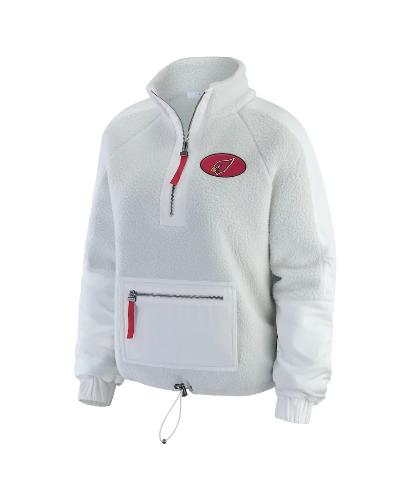 Wear by Erin Andrews Women's White Arizona Cardinals Polar Fleece Half-Zip Jacket