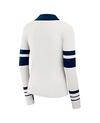 Wear by Erin Andrews Women's White New England Patriots Ribbed Henley Polo Sweater