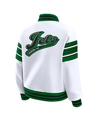 Wear by Erin Andrews Women's White New York Jets Full-Snap Fleece Sweatshirt Jacket