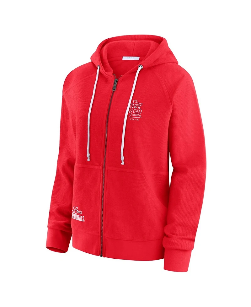 Wear by Erin Andrews Women's Red St. Louis Cardinals Vintage Full-Zip Raglan Hoodie