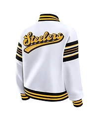 Wear by Erin Andrews Women's White Pittsburgh Steelers Plus Full-Snap Fleece Sweatshirt Jacket