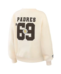 Wear by Erin Andrews Women's Cream San Diego Padres Heavyweight Crew Neck Sweatshirt