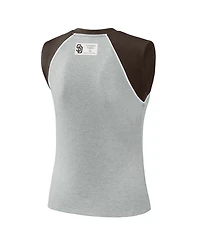 Wear by Erin Andrews Women's Heather Gray San Diego Padres Cropped Raglan Tank Top