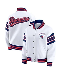 Wear by Erin Andrews Women's White/Blue New York Rangers Full-Snap Fleece Sweatshirt Jacket