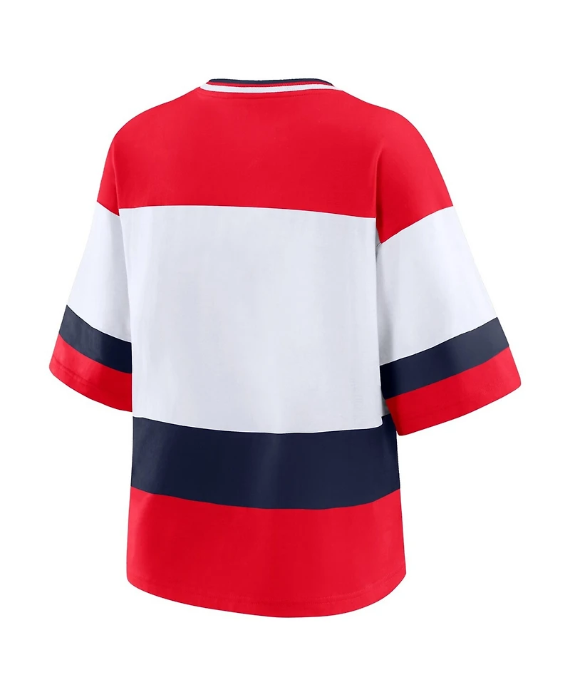 Wear by Erin Andrews Women's Red/White Washington Capitals Jersey Style T-Shirt