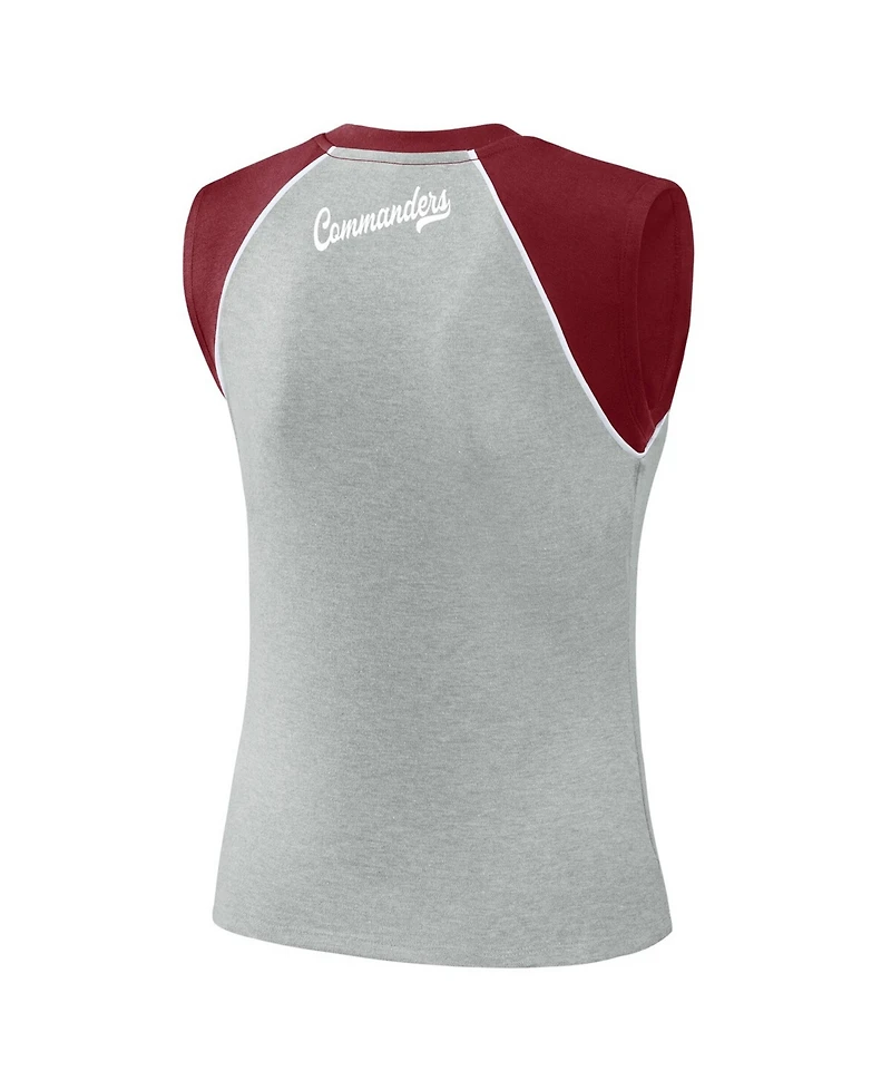 Wear by Erin Andrews Women's Gray Washington Commanders Cropped Raglan Tank Top