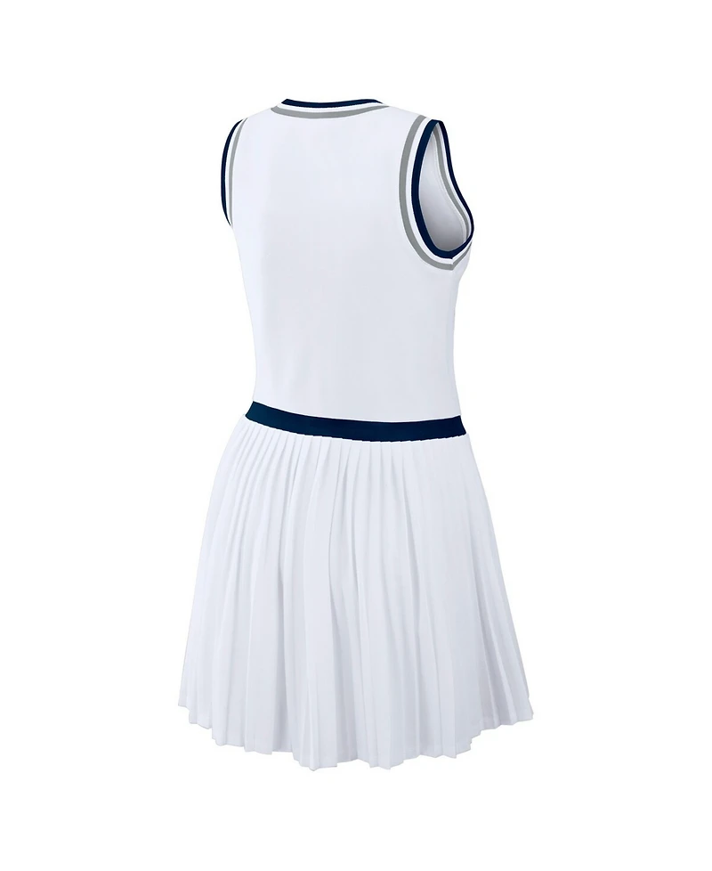 Wear by Erin Andrews Women's White New York Yankees Zip-Front Pleated Tri-Blend Scoop Neck Tank Dress