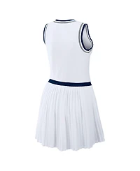 Wear by Erin Andrews Women's White New York Yankees Zip-Front Pleated Tri-Blend Scoop Neck Tank Dress
