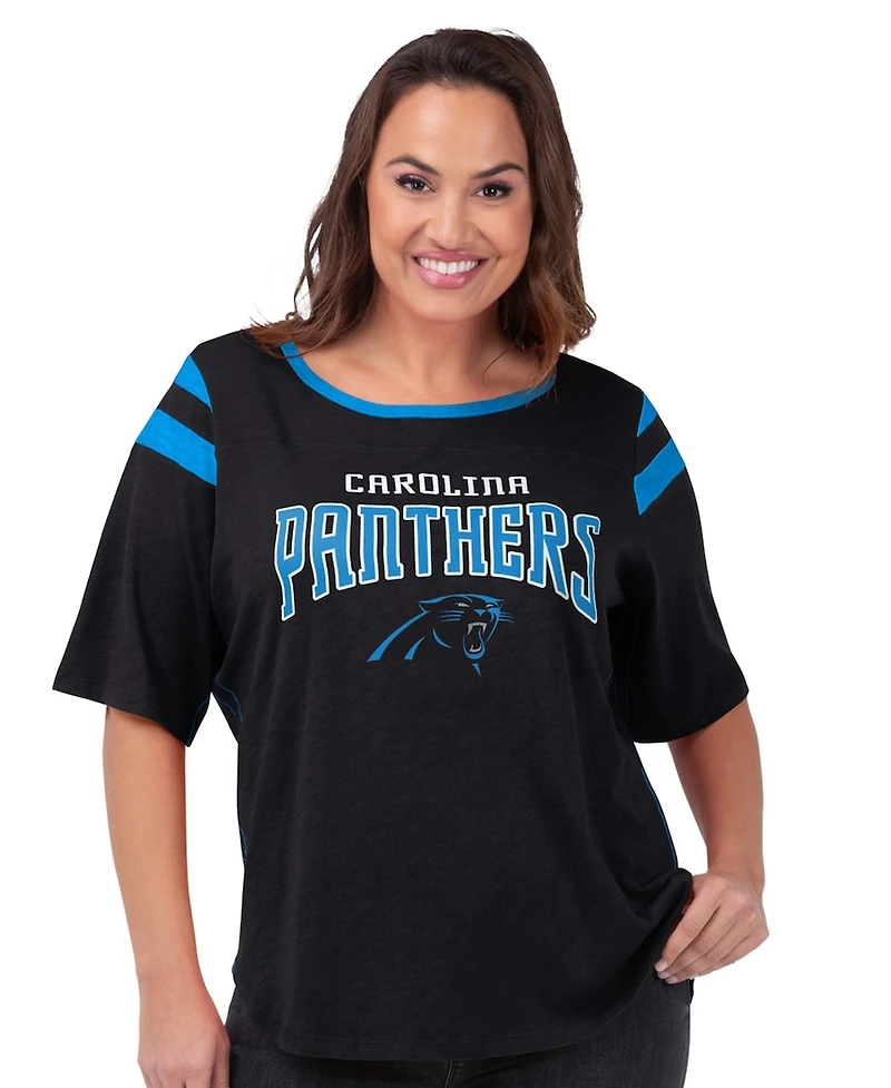 G-iii 4Her by Carl Banks Women's Black Carolina Panthers Plus Linebacker T-Shirt