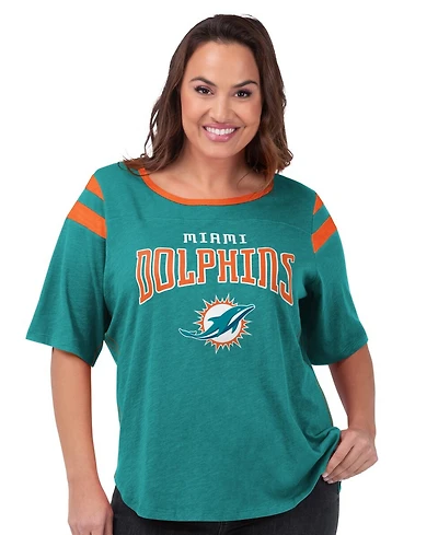 G-iii 4Her by Carl Banks Women's Aqua Miami Dolphins Plus Linebacker T-Shirt