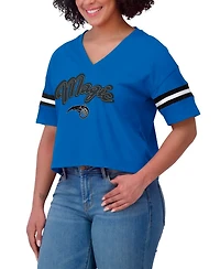 Wear by Erin Andrews Women's Blue Orlando Magic Plus Color Block Boxy V-Neck T-Shirt